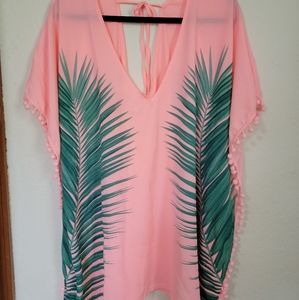 Palm Pattern Bathing Suit Cover-Up